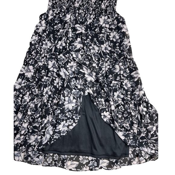 Just Taylor Black‎ & Pink Tiered Swing Dress with Smocked Neckline Size 8 - Picture 9 of 11